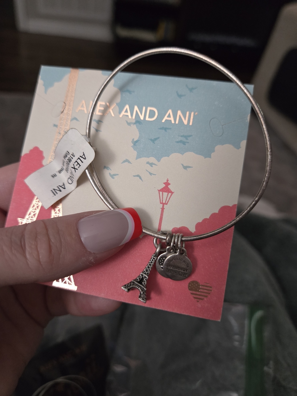 Alex and Ani Silver Eiffel Tower Charm Bangle - Silver Tones